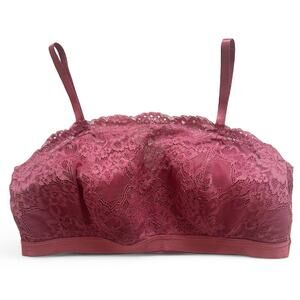 Torrid Size 1 Women's Plus Size Lace Lined Pullover Bra Wine Burgundy